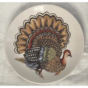 Pottery Barn Watercolor Turkey Lunch Salad Plate 9” Thanksgiving Fall Catering